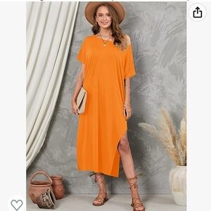 NWT XXL Summer Maxi Dress Off Shoulder Casual Loose Kaftan Dress with Slit